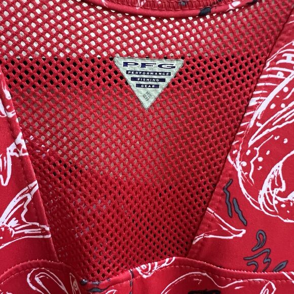 Columbia PFG Midway Bay Red Spark Americana Omni Wick Freeze Dress Fishing Sz S - Picture 7 of 7